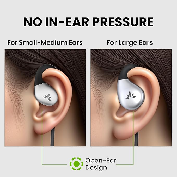 Avantree Resolve (Small & Large Sizes) – 2 Pack Wired Open-Ear Earbuds w/Inline Mic, Comfort Fit, Aware Listening, Over-Ear Hook Headphones for Office, Home, Outdoor Use, 3.5mm AUX