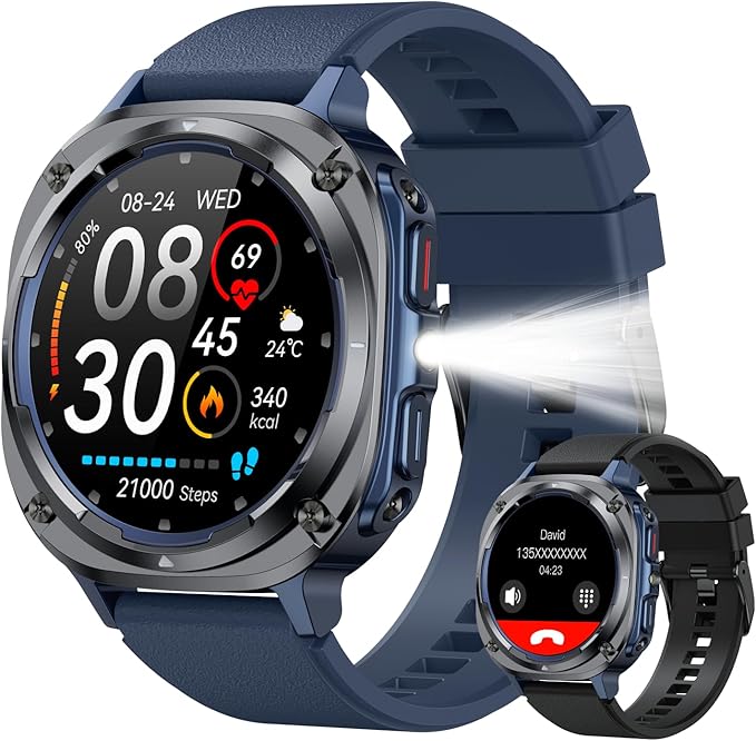 Smart Watch for Men Fitness Tracker: Bluetooth Make Answer Call Digital Mens Watches Waterproof Running Smartwatch for Android Phones iPhone Samsung Compatible Sleep Heart Rate Monitor Step Pedometer