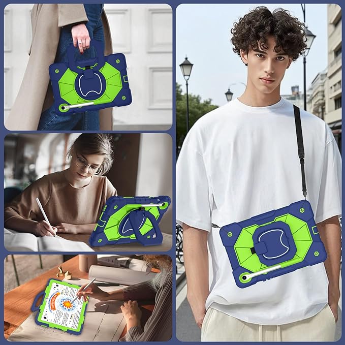 WESOROL Case for Samsung Galaxy Tab S10 Lite/S10 FE/S9 FE 10.9 Inch (2025/2023) Galaxy Tab S9 11 Inch,Shockproof Cover for Samsung S9 FE with Rotating Stand Screen Protector Pencil Holder,Navy Green