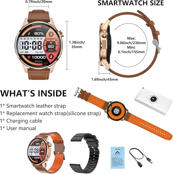 Smart Watches for Men/Women,1.46" Fitness Tracker (Make Calls/Text),GPS and Offline Maps Navigation,5 Satellite Systems,Health,Compass/Altitude/Barometer,100+Sports Mode for Android iOS with 2 Straps