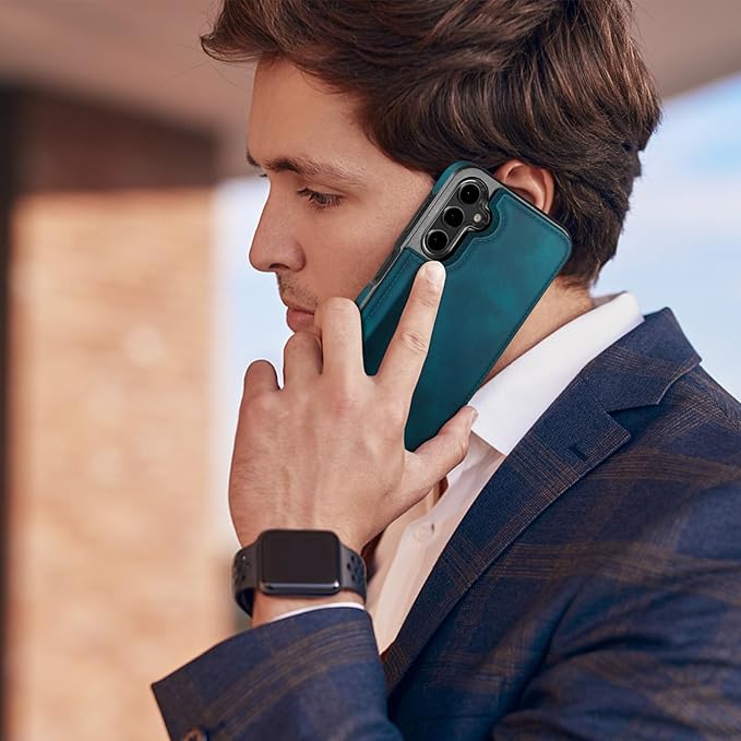 DJDUCK Designed for Samsung Galaxy S25 Plus Case Wallet with Card Holder, [Magnetic Clasp Cover] [RFID Blocking Leather Protection] Shockproof Women Men Cases for Samsung S25 Plus Teal