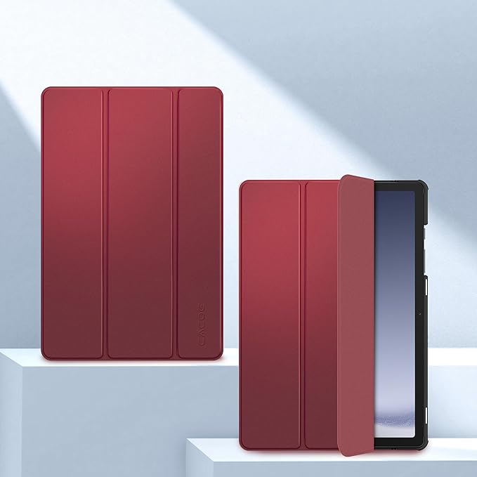 CACOE Case for Samsung Galaxy Tab A9+ Plus 11 Inch 2023 (SM-X210/X216/X218) with Screen Protector, Foldable Stand Slim Protective Case, Auto Screen On/Off, Red Wine