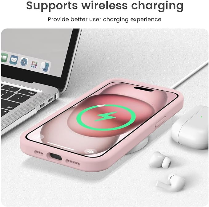 Vooii Compatible with iPhone 15 Plus Case, Upgrade Liquid Silicone [Enhanced Camera Protection] [Soft Anti-Scratch Microfiber Lining] Shockproof Phone Case for iPhone 15 Plus 6.7 inch - Pink Sand