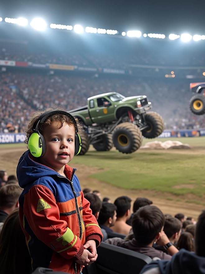 Dr.meter Kids Noise Cancelling Headphones, Adults Kids Ear Muffs for Noise Reduction EM100 27.4SNR Ear Protection for Moster Jam Mowing Firework Concerts- 2 Pack Green