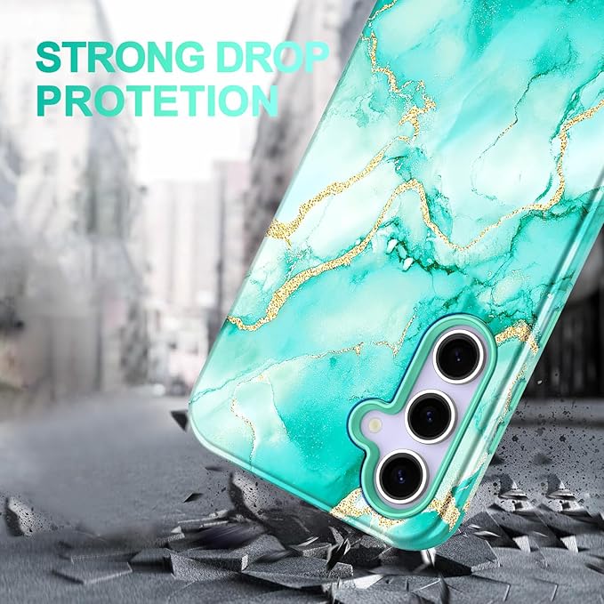 Casetego for Galaxy S25 FE Case,Compatible with MagSafe,[Military Grade Drop Test] Full Body Protection Slim Shockproof Rugged Marble Women Case for Samsung Galaxy S25 FE 6.7 inch,Turquoise