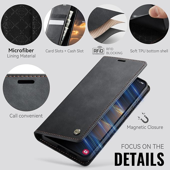 Wallet Case for Samsung Galaxy S24 Plus Leather Wallet Flip Cover with Card Holder, Kickstand, Magnetic Closure, RFID Blocking TPU Shockproof Phone Case Compatible with S24 Plus, Black