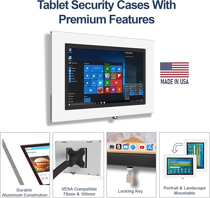 TABcare Locking Anti-Theft Security Metal Case for Microsoft Surface Pro 7 Tablet Supports VESA, Wall Mount (Surface Pro 7, Black)