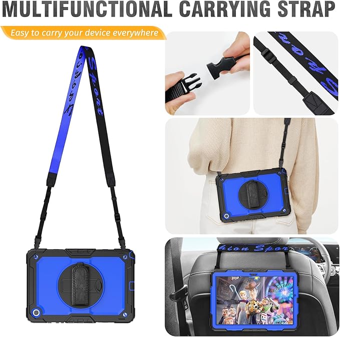 HXCASEAC Case for Samsung Galaxy Tab A9+ Plus 11 Inch, Protective with Screen Protector/Hand Strap/Pen Holder, Sturdy Shockproof for Samsung A9 Plus Tablet Case SM-X210 SM-X216 SM-X218 - Blue