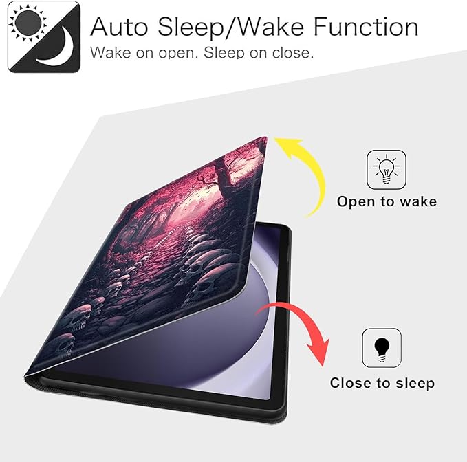 Case for Samsung Galaxy Tab A9+/A9 Plus 11” 2023 Model (SM-X210/X216/X218), Slim PU Leather Stand Cover with Auto Wake/Sleep, Multi-Angle Viewing & Shockproof, Skulls Leading