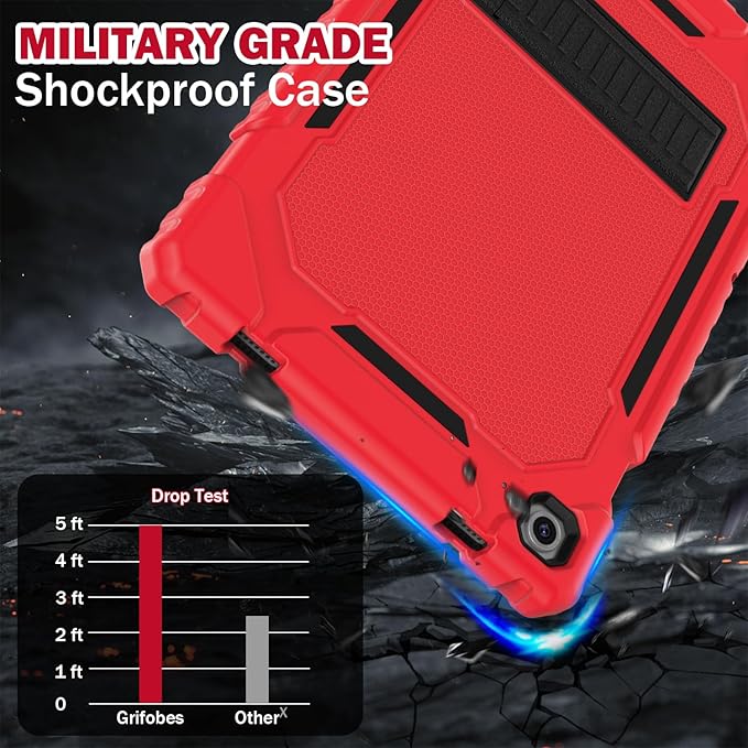 Grifobes for Samsung Galaxy Tab A9 Plus 11 Inch 2023 Cases, Heavy Duty Shockproof Rugged Cover for New Samsung Tablet A9+ 11" Case (SM-X210/X216/X218) with Kickstand for Kids, Red+Black