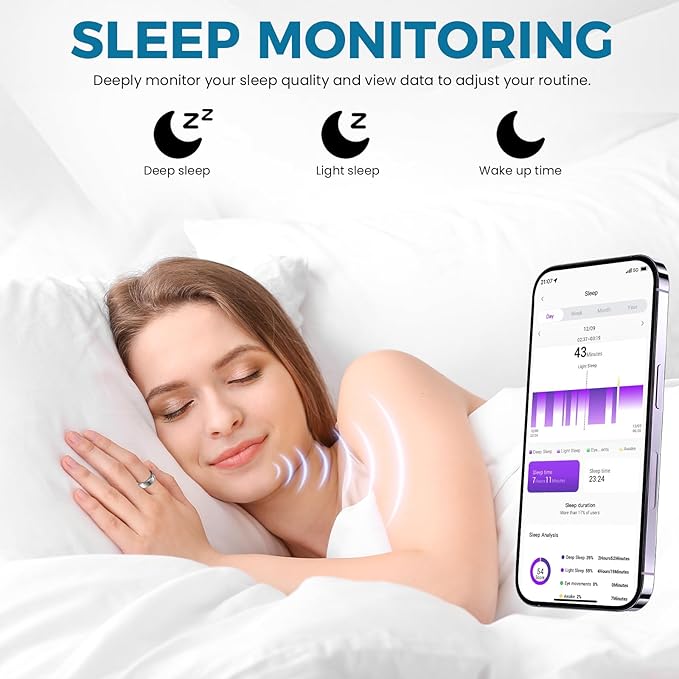 Smart Ring for Women Men Fitness Tracker with Blood Pressure,Heart Rate,Sleep Monitoring,Step Counting,for iPhone and Android,Waterproof Smart Blood Pressure Monitor,No Subscription Fees (Silver 9)