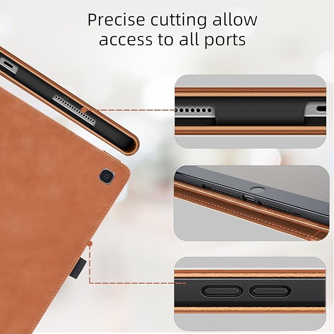 Case for Samsung Galaxy Tab A 10.1 2019 (SM-T510/T515) Multi-Angle Viewing Smart Cover with Pocket, Business PU Leather with Card Slot for Galaxy Tab A 10.1 Inch 2019 Tablet, Brown