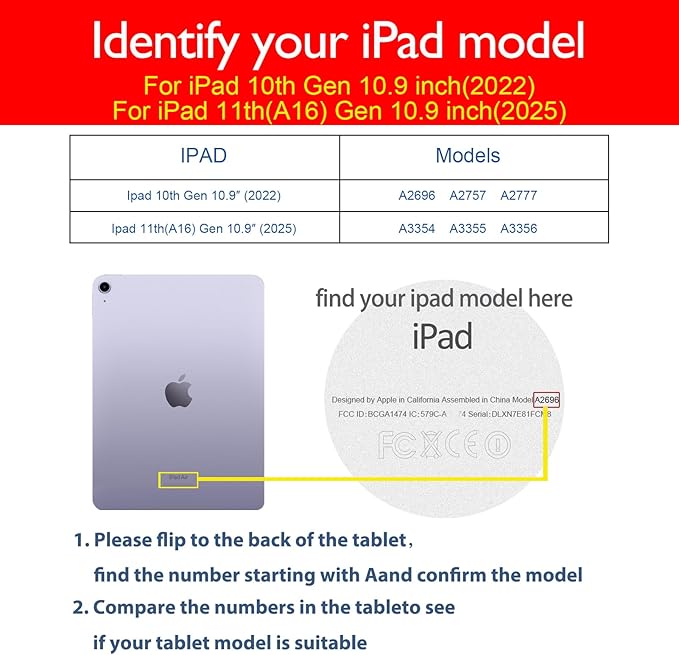 for Ipad (A16) 11th Gen 11 inch 2025 and Ipad 10th Gen 10.9 inch Case 2022 Genuine Leather Cover Protective Shell,Auto Wake/Sleep.Dark Blue