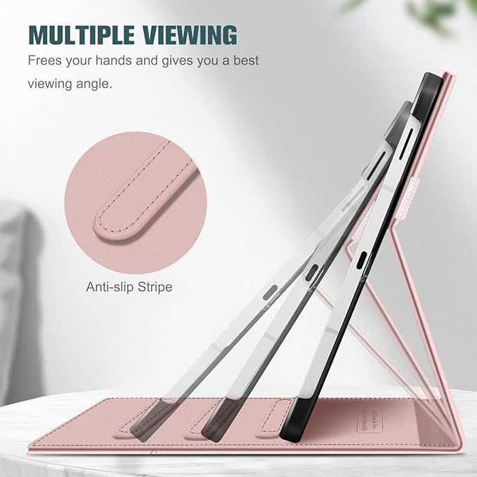 Fintie Case for Samsung Galaxy Tab S10 Lite/ S10 FE/ S9 FE 5G 10.9 Inch/Tab S9 11 Inch with S Pen Holder, Multi-Angle Viewing Protective Cover with Pocket, Auto Sleep/Wake, Rose Gold