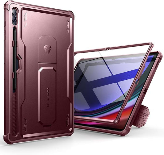 Dexnor Case for Samsung Galaxy Tab S10 Ultra (2024), S9 Ultra(2023), S8 Ultra(2022) 14.6 Inch, [Built in Screen Protector & Kickstand] with Pen Holder Heavy Duty Shockproof Protective Cover - Red