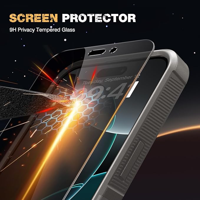 Diaclara Magnetic for iPhone 16 Pro Case, [with Privacy Screen Protector] [Anti Spy] [Military Grade Drop Protection] Heavy Duty Full-Body Shockproof Phone Case, Magnetic Grey Titanium