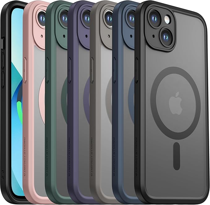 ImpactStrong Magnetic Guard Designed for iPhone 13 Case [Camera Protection] [Military Grade Drop Tested] [Compatible with MagSafe] Slim Translucent Matte Phone Case (6.1") - Gray