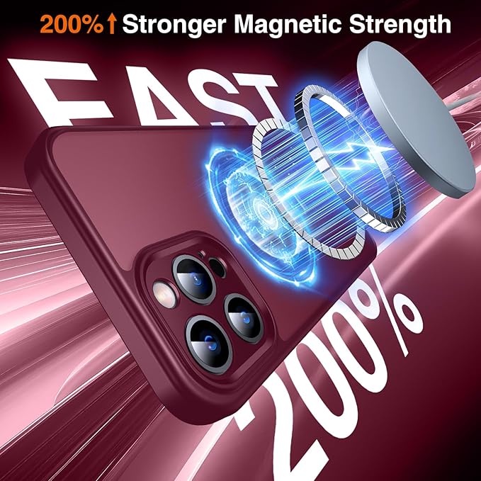 360° O-Ring MagStander for iPhone 12 Pro Max Case with Magnetic Kickstand Ring Holder [Compatible with MagSafe][360°Rotate Stand][Military Shockproof] iPhone 12 Pro Max Phone Cover Burgundy