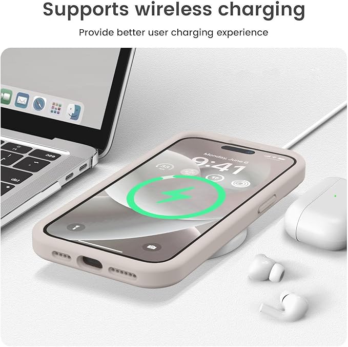 Vooii Compatible with iPhone 15 Pro Max Case, Upgraded Premium Silicone, [Camera Protection] [Soft Anti-Scratch Microfiber Lining] Shockproof Phone Case for iPhone 15 Pro Max 6.7 inch - Stone