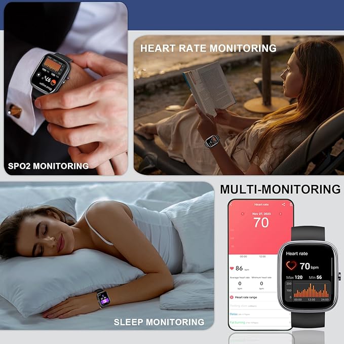 Kuizil Smart Watch for Men Women, 1.91" Smartwatch (Answer/Make Call), Fitness Tracker with 100+ Sport Modes, IP68 Waterproof, Heart Rate/Sleep Monitor, Pedometer, Activity Tracker for Android iOS