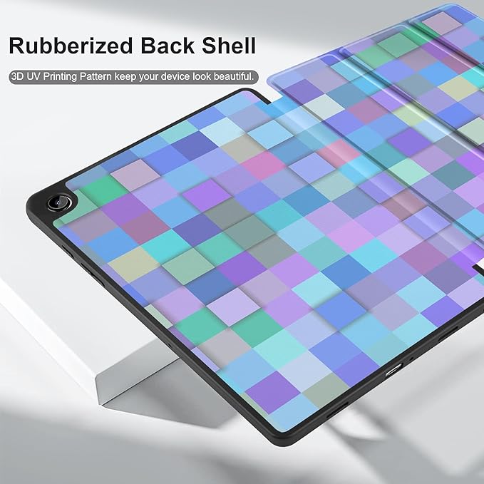 MEEgoodo Case for Samsung Galaxy Tab A9 Plus 11 inch Cover 2024 2023 with S Pen Holder, A9+ Smart Tablet Cases with Leather Trifold Stand+Soft TPU Back Shell+Smart Auto Wake/Sleep, Light Blue Mosaic