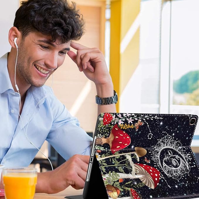 Case for Samsung Galaxy Tab A9 Plus 11 inch Case 2023，Slim Fit Foldable Standing Cover Case with Auto Sleep/Wake，Mushroom Boho Floral Sun Moon Galaxy Starry Sky