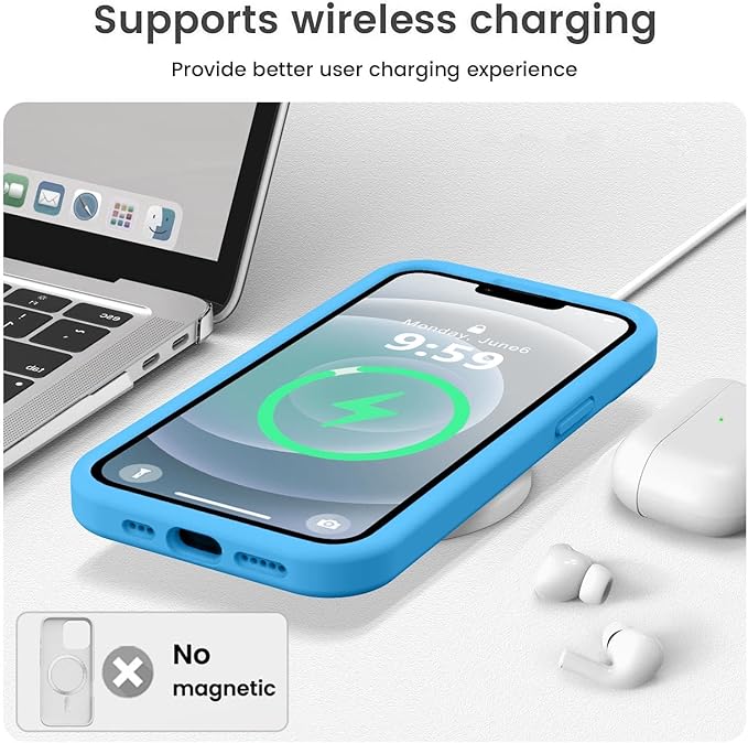 Vooii Compatible with iPhone 12 Case/iPhone 12 Pro Case, Liquid Silicone Upgrade [Soft Anti-Scratch Microfiber Lining] [Shockproof Drop Protection] Phone Case 6.1 inch - Blue