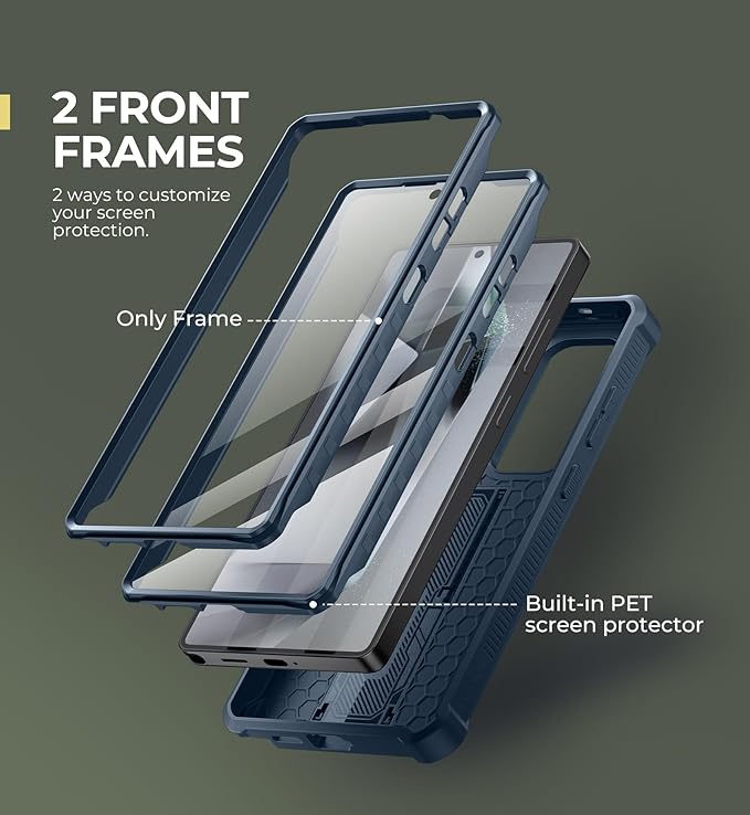 Dexnor for Samsung Galaxy S25 Ultra Case with Built-in Slide Camera Cover & Screen Protector & Kickstand, Heavy-Duty Shockproof Rugged Case Full-Body Bumper Cover for Galaxy S25 Ultra(2025),Navy Blue