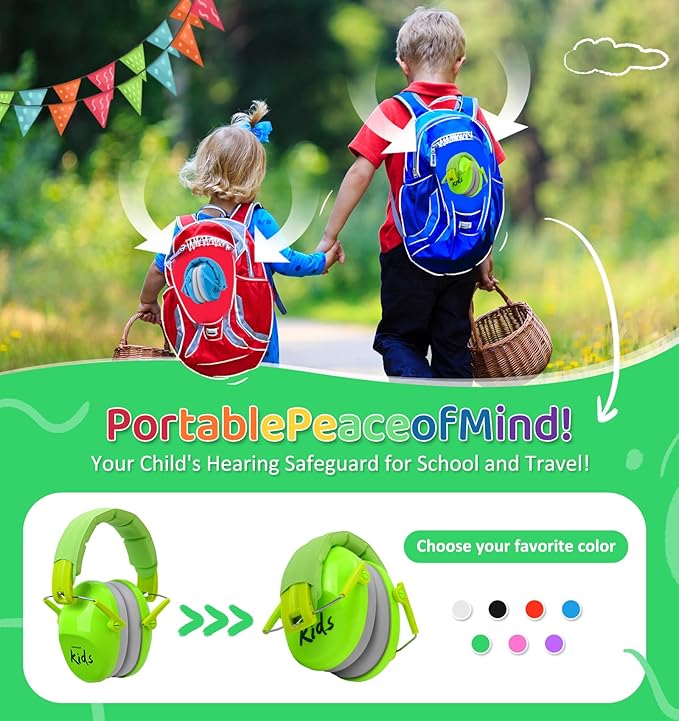 PROHEAR 032 2.0 Noise Cancelling Headphones for Kids - 25dB Noise Reduction - Adjustable Sensory Ear Protection Muffs for Concert, Fireworks, Monster Truck Shows, School - Green