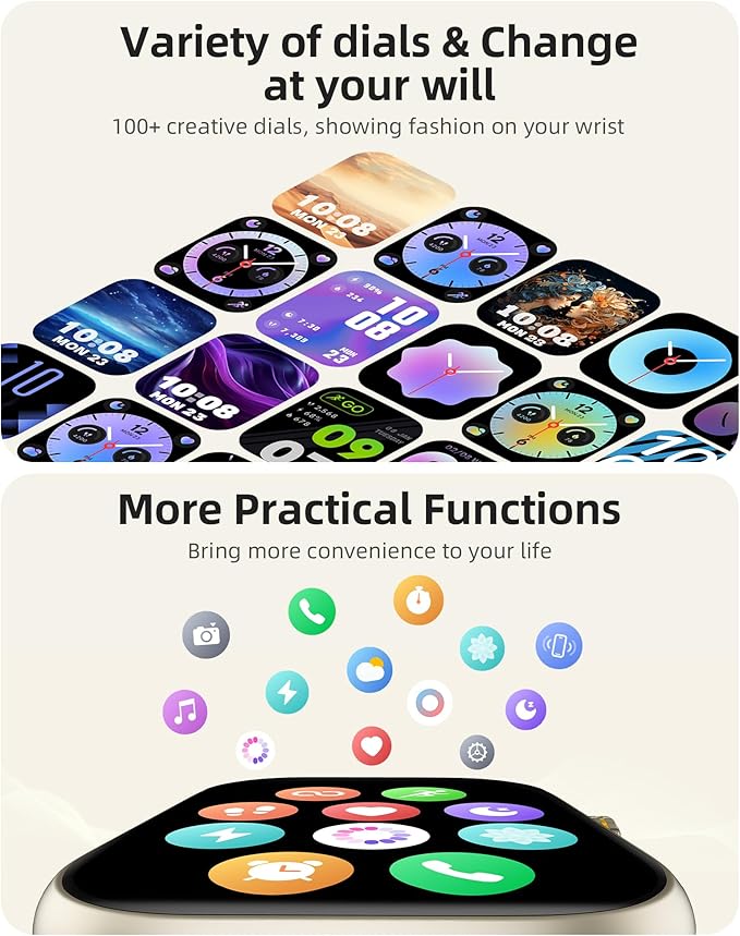 Parsonver Built-in GPS Smart Watch for Women Men with Bluetooth Calling, GPS Fitness Activity Tracker 100+ Sport Modes, Heart Rate Sleep Monitor, Waterproof Pedometer for Android & iPhone(Two Bands)