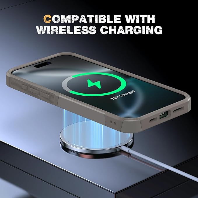 Diaclara Designed for iPhone 16 Pro Max Case, [with Privacy Screen Protector] [Anti Spy] [Military Grade Drop Protection] Heavy Duty Full-Body Shockproof Phone Case, Magnetic Grey Titanium