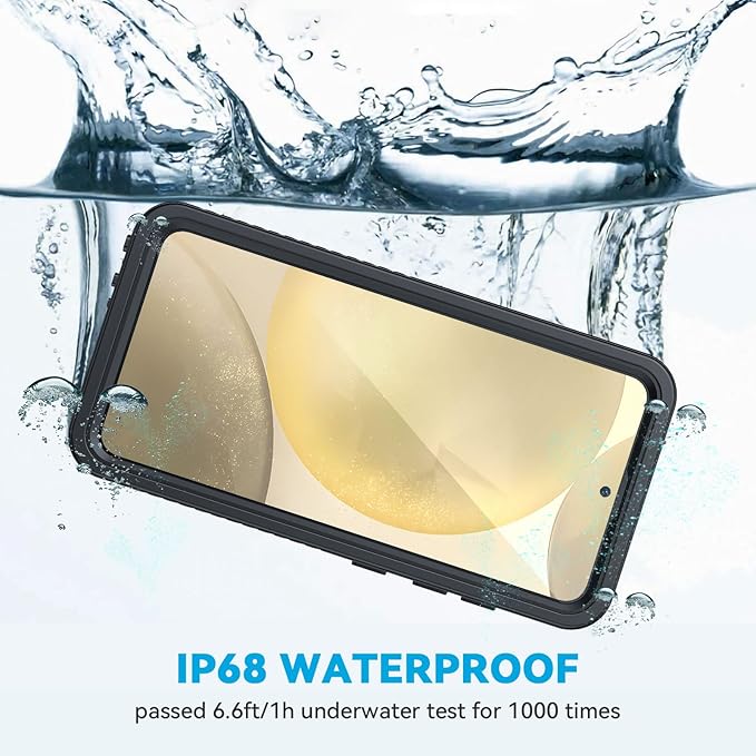 Lanhiem for Samsung Galaxy S24+ Plus Phone Case, IP68 Waterproof Dustproof Case with Built-in Screen Protector, Rugged Full Body Shockproof Protective Cover for Galaxy S24 Plus 6.7 Inch, Black