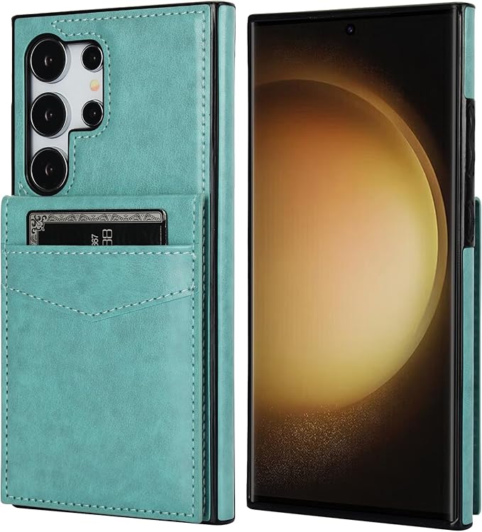 KIHUWEY for Samsung Galaxy S24 Ultra Case Wallet with Credit Card Holder, Flip Premium Leather Magnetic Clasp Kickstand Heavy Duty Protective Cover for Samsung Galaxy S24 Ultra 6.8" (Mint Green)