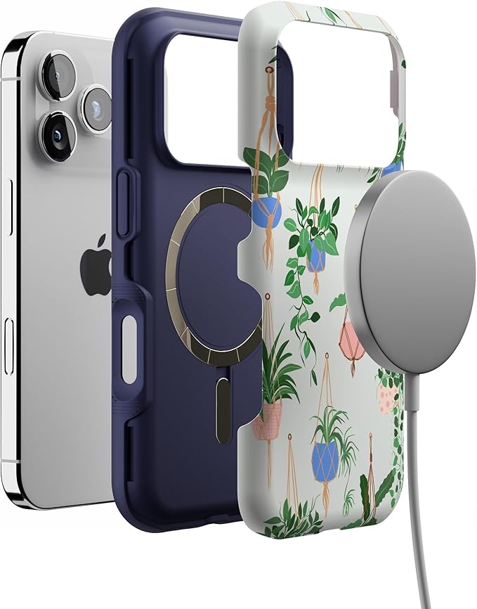 Casely iPhone 17 Pro Case | Hanging Around | Potted Plants Floral | Bold Protective Design | Compatible with MagSafe