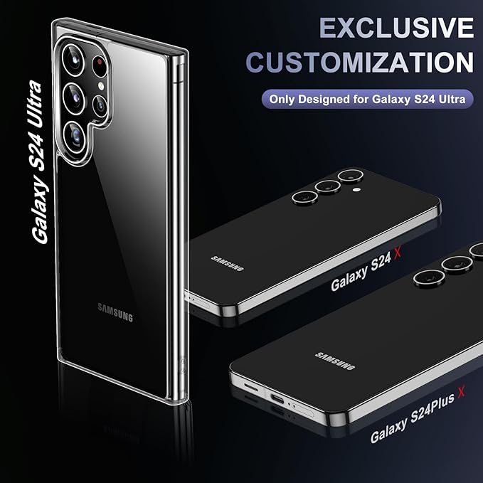 Red2Fire for Samsung Galaxy S24 Ultra Case Clear, [Non-Yellowing] [Slim Thin] [Military Grade Drop Protection] Lightweight Shockproof Protection Phone Case for S24 Ultra Case 6.8 inch, Clear