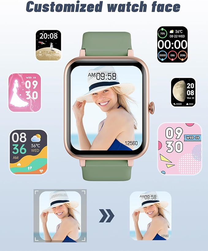 GRV Smart Watch for iOS and Android Phones (Answer/Make Calls), Watches for Men Women IP68 Waterproof Smartwatch Fitness Tracker Watch with Heart Rate/Sleep Monitor Steps Calories Counter (Green)