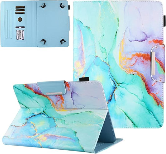 JZCreater 10 Inch Tablet Case, Universal 10 10.1 Inch Android Tablet Cover, Multi-Angle Viewing Stand Case for 9.5-10.5 Inch Tablet, Green Marble