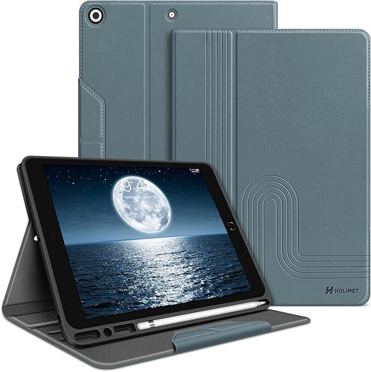 H HOLIMET Case for iPad 9th Generation 10.2 Inch 2021 iPad 8th 7th Generation 2020/2019 with Pencil Holder Vegan Leather Auto Sleep/Wake Smart Shockproof Protective Cover