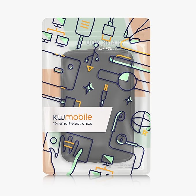 kwmobile Neoprene Pouch Compatible with 8"-8,4" Tablet - Universal Sleeve Case Cover with Zipper for Tablet - Dark Grey