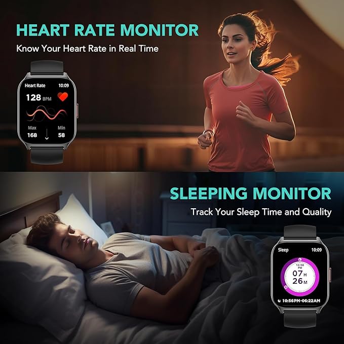 Smart Watch for Men Women(Answer/Make Call) 1.95" Smartwatch for Android iPhone, 123+ Sports Fitness Tracker with Game/Calculator/Weather IP68 Waterproof Heart Rate SpO2 Sleep Monitor, V71-1