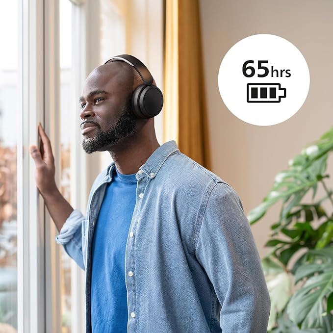 Philips H5209 Wireless Headphones,Over-Ear Bluetooth Headphones with Dynamic Bass,Clear Call, 65 H Battery Life,Fast Charging,Soft Ear Cups, Bluetooth 5.3, App Control, Lightweight,Black