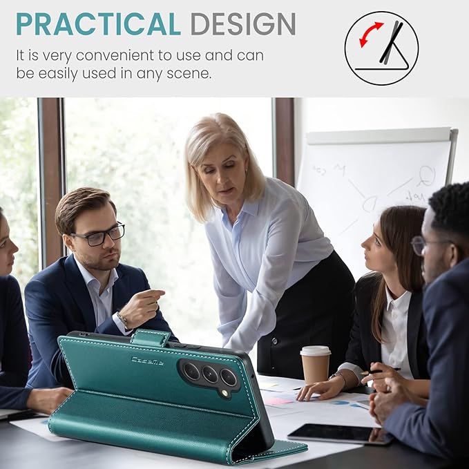 for Samsung Galaxy A54 5G Case, Premium PU Leather Wallet Case Flip Cover with [RFID Blocking][Card Holder][Stand Function] Shockproof Protective for Samsung Galaxy A54, Blue-Green