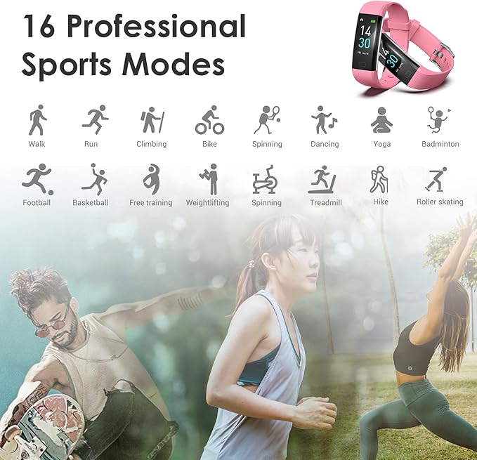 threesheep Fitness Tracker for Men and Women,Fitness Watch Waterproof with Activity Tracker and Sleep Monitor,Smart Watch for Android and iOS Phones (Pinkcolor