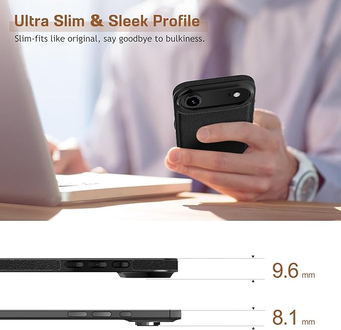 LOHASIC Leather for iPhone 17 Air Case, Slim Business PU Men Women Luxury Elegant Style Soft Non-Slip Grip Anti-Scratch Protective Phone Case Cover for iPhone 17 Air 6.5" 2025 - Black