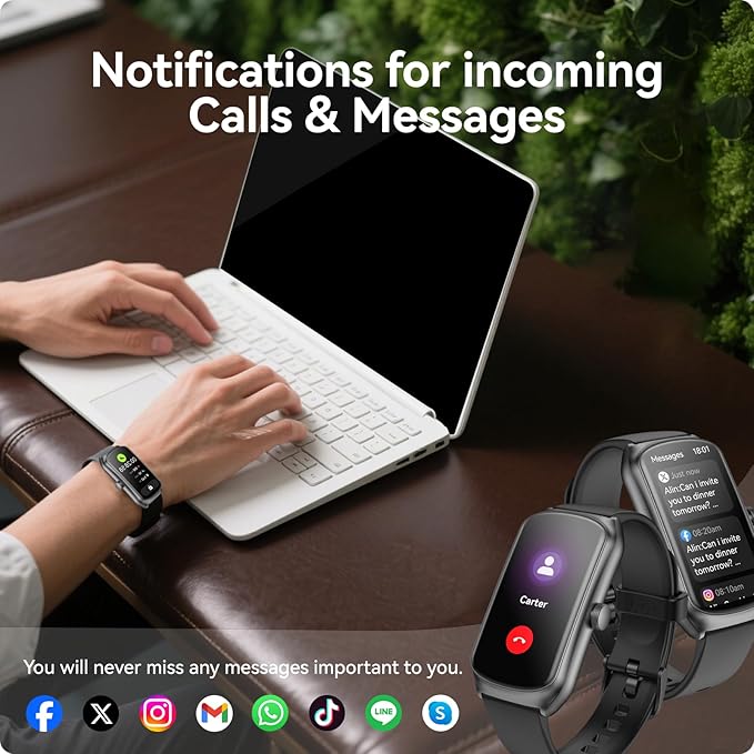 Fitness Trackers Android iOS Compatible, AMOLED Smart Watches with Heart Rate/Waterproof/Sleep/Pedometer Monitor (Black, Moderate)