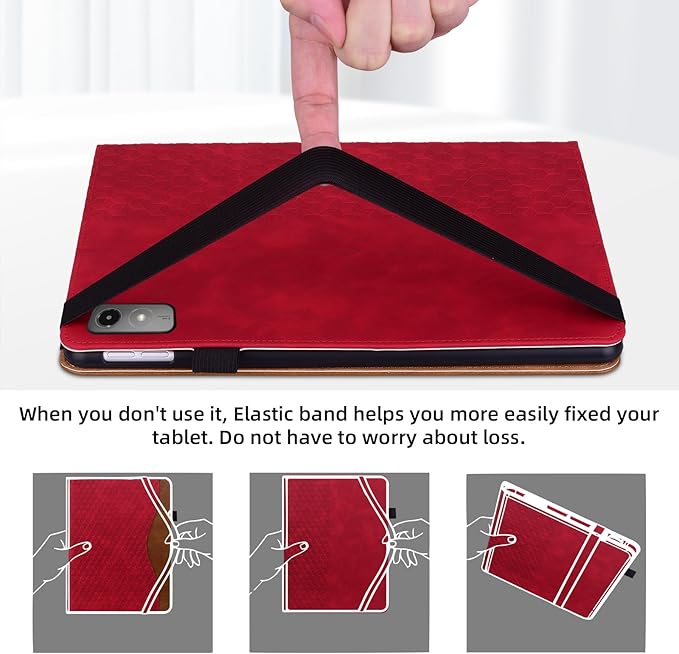 Case for Nook 9" Lenovo Tablet 2024 / Lenovo Tab M9 (TB-310FU) 2023 Multi-Angle Stand Folio Cover PU Leather with Card Pocket Tab M9 Case,Red