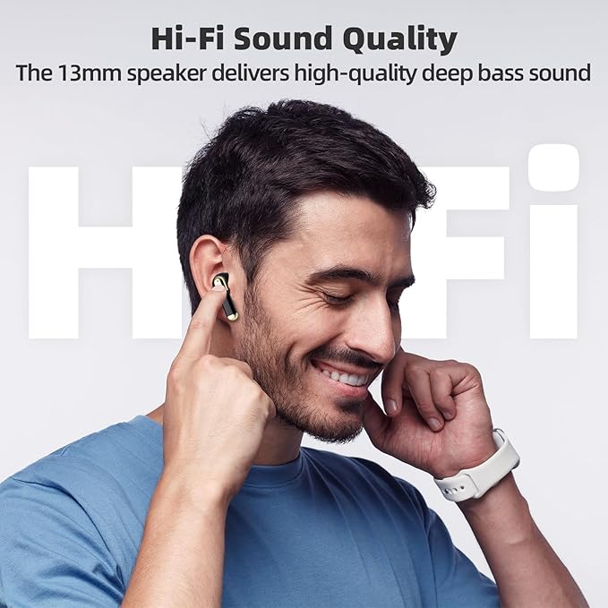 Promise Wireless Earbuds Bluetooth5.3 Earphones,40Hrs Play, ENC Noise Cancelling Mic,13mm Deep Bass,Remote Control for TikTok,YouTube Shorts Like,Smart Phone Laptop Computer Sports Headphones(Black)