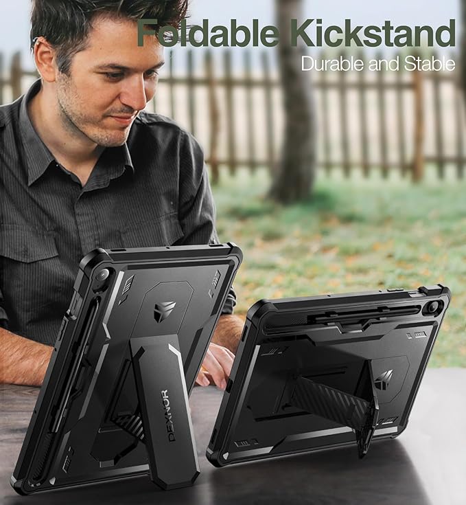 Dexnor Case for Samsung Galaxy Tab S10 Lite /S10 FE/S9 FE 10.9 Inch(2025/2023), [Built in Screen Protector&Kickstand] with Pen Holder Heavy Duty Full Body Cover for S9 FE 5G Tablet Case - Black