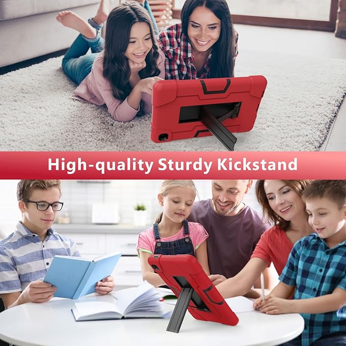 case for Samsung Galaxy Tab A7 Lite Case 2021, 3 in 1 Heavy Duty Kickstand Hybrid Three Layer Protective Cover for Galaxy Tab A7 Lite 8.7 SM-T227/T225/T220,Red