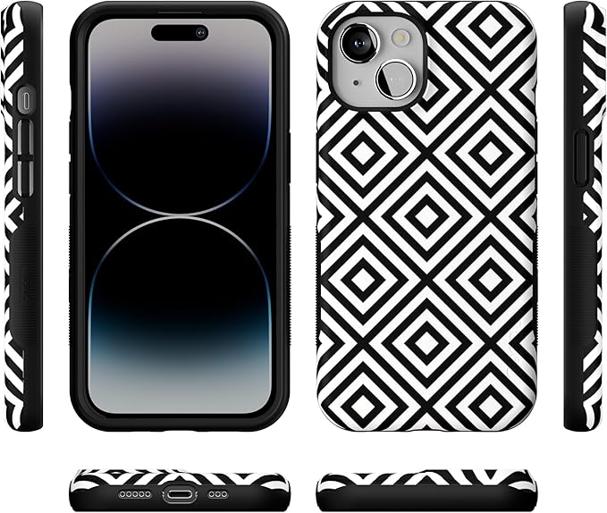Casely iPhone 14 Case | Diamonds | High Contrast Design | Compatible with MagSafe | Bold Protective Design